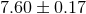 7.60 ± 0.17