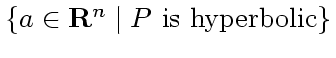 $\{ a\in \mathbf {R}^n\mid P\text { is hyperbolic}\}$