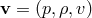v = (p,ρ, v)