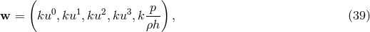 ( p ) w = ku0,ku1, ku2,ku3, k--- , (39 ) ρh