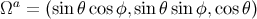 Ωa = (sin θcos φ,sinθ sin φ,cos θ)