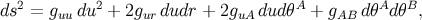 ds2 = guu du2 + 2gur dudr + 2guAdud θA + gAB dθAd θB,