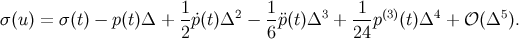 1- 2 1- 3 -1- (3) 4 5 σ(u ) = σ(t) − p(t)Δ + 2p˙(t)Δ − 6¨p(t)Δ + 24 p (t)Δ + 𝒪 (Δ ).