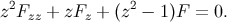 2 2 z Fzz + zFz + (z − 1)F = 0.