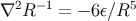∇2R − 1 = − 6ε∕R5