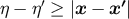 η − η ′ ≥ |x − x ′|