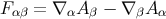 F αβ = ∇ αA β − ∇ βA α