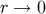 r → 0