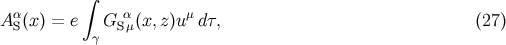 ∫ A α(x) = e G α (x,z)uμ dτ, (27 ) S γ Sμ