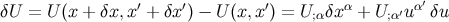 δU = U(x + δx, x′ + δx ′) − U (x, x′) = U δxα + U ′u α′ δu ;α ;α