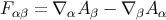 Fα β = ∇ αAβ − ∇ βA α