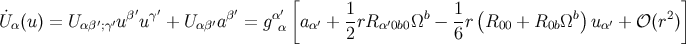 [ ( ) ] U˙α(u) = U αβ′;γ′uβ′uγ′ + Uαβ′aβ′ = g αα′ aα′ + 1rR α′0b0Ωb − 1-r R00 + R0b Ωb u α′ + 𝒪 (r2) 2 6