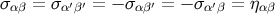 σαβ = σ α′β′ = − σαβ′ = − σ α′β = ηαβ