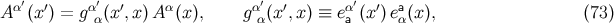 α′ ′ α′ ′ α α′ ′ α′ ′ a A (x ) = g α(x ,x) A (x ), g α(x ,x) ≡ ea (x )eα(x ), (73 )