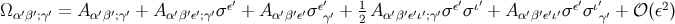 ′ ′ ′ ′ ′ ′ Ω α′β′;γ′ = A α′β′;γ′ + A α′β′ε′;γ′σ ε+ Aα′β′ε′σεγ′ + 12 Aα′β′ε′ι′;γ′σεσ ι+ A α′β′&#x03B