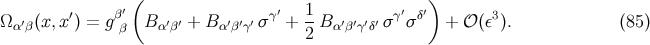 ( ) ′ β′ γ′ 1- γ′ δ′ 3 Ω α′β(x,x ) = g β B α′β′ + Bα′β′γ′ σ + 2 B α′β′γ′δ′ σ σ + 𝒪 (ε ). (85 )