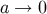 a → 0