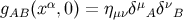 gAB (xα,0) = ημνδμA δνB