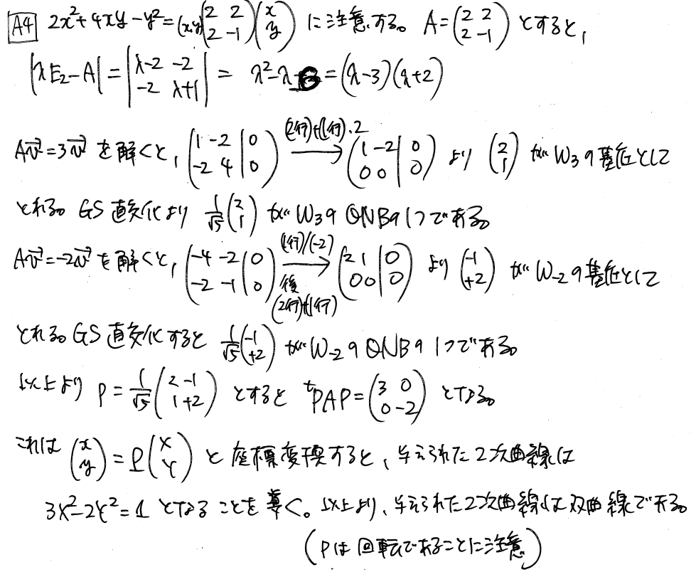 線形代数第二S（4Qターム火12木34限）